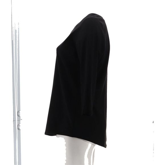 Susan Graver Weekend Comfy Cotton V-Neck Tunic Black A4677790 - Picture 3 of 9